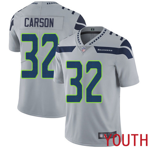 Seattle Seahawks Limited Grey Youth Chris Carson Alternate Jersey NFL Football #32 Vapor Untouchable->youth nfl jersey->Youth Jersey
